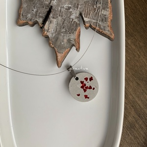 Szívecskés beton medál, Ékszer, Nyaklánc, Medálos nyaklánc, Ékszerkészítés, Mindenmás, MESKA