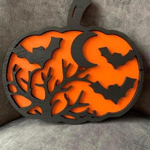 Halloween tök dekor  szellemes BOO és denevéres minta - otthon & életmód - dekoráció - halloween - halloweeni ajtódíszek és ablakdíszek - Meska.hu