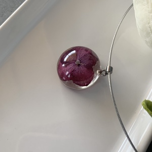 Lila hortenzia epoxy medál - ékszer - nyaklánc - medálos nyaklánc - Meska.hu
