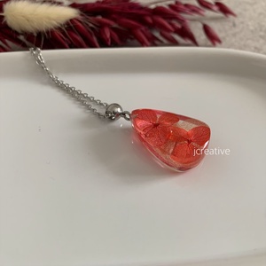 Korall hortenzia epoxy medál, nemesacél lánc, Ékszer, Nyaklánc, Medálos nyaklánc, Ékszerkészítés, Mindenmás, MESKA