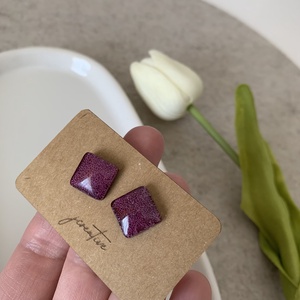 Lila bedugós epoxy fülbevaló, Ékszer, Fülbevaló, Pötty fülbevaló, Ékszerkészítés, Mindenmás, MESKA