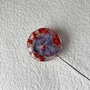 Valódi lila hortenzia virágos epoxy bross - ékszer - kitűző és bross - kitűző - Meska.hu