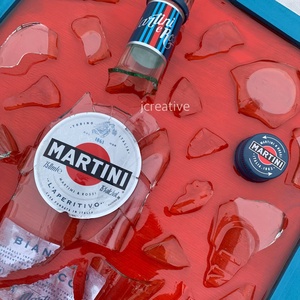Modern falikép, Martini üveg epoxy gyantába öntve - otthon & életmód - dekoráció - fali és függő dekoráció - falra akasztható dekor - Meska.hu