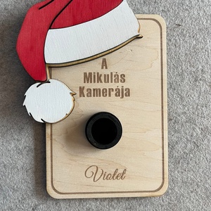 A Mikulás kamerája, vicces karácsonyi dekoráció gyerekeknek, Karácsony, Mikulás, Mikulás beltéri dekoráció, Famegmunkálás, Gravírozás, pirográfia, MESKA