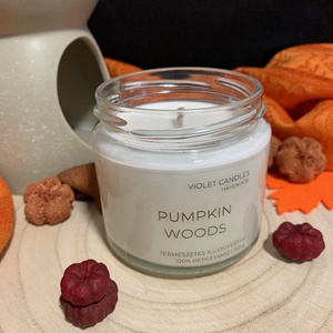 Pumpkin Woods természetes illatgyertya  kézműves őszi gyertya sütőtök és fás-fűszeres illattal, repceviaszból - otthon & életmód - gyertya, illat, aroma - gyertya - Meska.hu