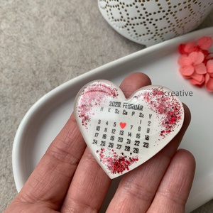 Epoxy gyanta dátumos szív hűtőmágnes / kulcstartó, Táska & Tok, Kulcstartó & Táskadísz, Kulcstartó, Mindenmás, MESKA