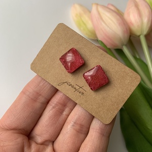 Pink epoxy bedugós fülbevaló - Meska.hu