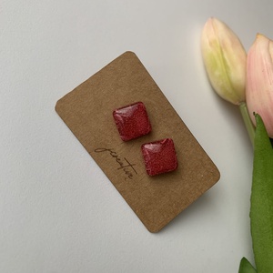 Pink epoxy bedugós fülbevaló - ékszer - fülbevaló - pötty fülbevaló - Meska.hu