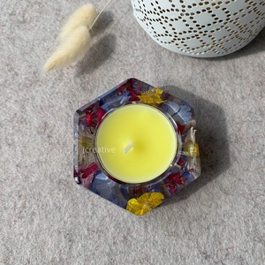 Romantikus virágos epoxy mécsestartó - otthon & életmód - gyertya, illat, aroma - gyertyatartó - Meska.hu