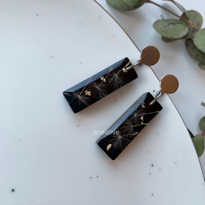 Pitypangmagos epoxy fülbevaló nemesacél szerelékkel � fekete elegáns kézműves ékszer - ékszer - fülbevaló - lógó fülbevaló - Meska.hu