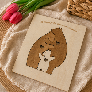 Macis keresztszülő felkérő � Gravírozott fa puzzle - baba - mama - keresztelő kellékek - keresztszülő felkérő - Meska.hu