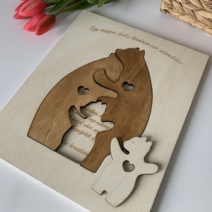 Macis keresztszülő felkérő � Gravírozott fa puzzle - baba - mama - keresztelő kellékek - keresztszülő felkérő - Meska.hu