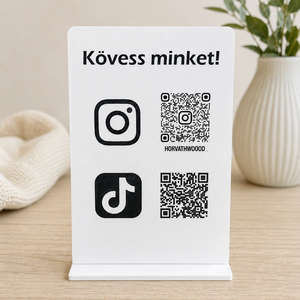 QR-kódos követőgyűjtő asztali tábla kézműveseknek és kisvállalkozóknak - Meska.hu