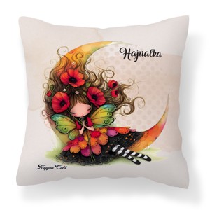 Névvel kérhető - Ölelő pipacs tündérlány és a hold mintás párna, Otthon & Életmód, Lakástextil, Párna & Párnahuzat, Díszpárna (belsővel együtt), , MESKA