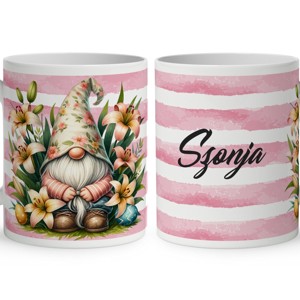 Névvel kérhető - Liliom és cuki manó mintás bögre, Otthon & Életmód, Konyhafelszerelés, tálalás, Tálalás, Bögre & Csésze, , MESKA