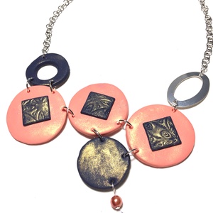 Négyzetes körök modern nyaklánc - ékszer - nyaklánc - statement nyaklánc - Meska.hu