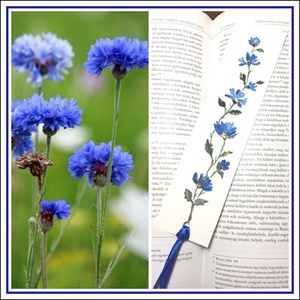 Búzavirág akvarell festmény könyvjelző - könyv & zene - könyvjelző - Meska.hu