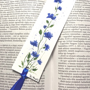 Kékvirágos könyvjelző, Könyv & Zene, Könyvjelző, Festészet, MESKA