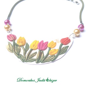 Tulipános nyaklánc, Ékszer, Nyaklánc, Medálos nyaklánc, Ékszerkészítés, MESKA