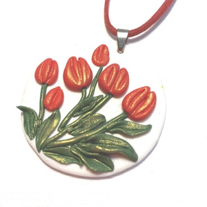 Tulipáncsokor nyaklánc, Ékszer, Nyaklánc, Medálos nyaklánc, Ékszerkészítés, MESKA