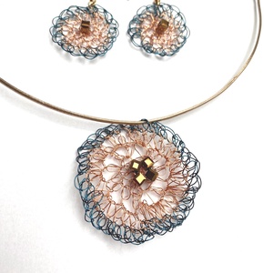 Rosegold kékkel - ékszer - ékszerszett - Meska.hu