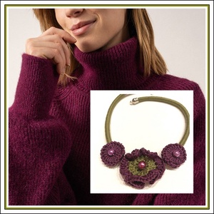 Szilvalila zölddel - ékszer - nyaklánc - statement nyaklánc - Meska.hu