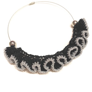 Fekete ezüsttel - ékszer - nyaklánc - statement nyaklánc - Meska.hu