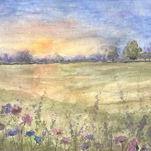 Vadvirágos dél-alföldi táj festmény - Meska.hu