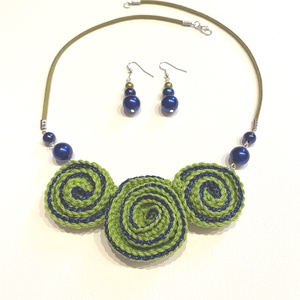 Zöld tekervény, Ékszer, Ékszerszett, Ékszerkészítés, Horgolás, MESKA