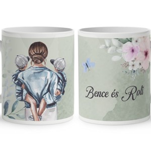 Kérd a neveddel - Anya és Kicsi Fiai mintás bögre, Otthon & Életmód, Konyhafelszerelés, tálalás, Tálalás, Bögre & Csésze, , MESKA