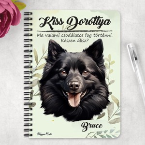 Személyre szabható - Fekete Schipperke portré mintás A5-ös füzet - otthon & életmód - papír, írószer - jegyzetfüzet & napló - Meska.hu