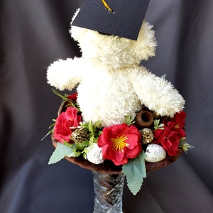 Saját készítésű egyedi macis ballagási csokor, örök csokor - otthon & életmód - dekoráció - virágdísz és tartó - csokor & virágdísz - Meska.hu