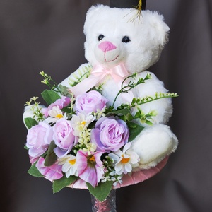 Saját készítésű egyedi óriás macis ballagási csokor, örök csokor - Meska.hu