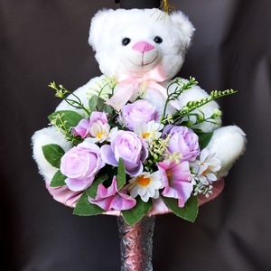 Saját készítésű egyedi óriás macis ballagási csokor, örök csokor - otthon & életmód - dekoráció - virágdísz és tartó - csokor & virágdísz - Meska.hu