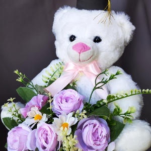 Saját készítésű egyedi óriás macis ballagási csokor, örök csokor - otthon & életmód - dekoráció - virágdísz és tartó - csokor & virágdísz - Meska.hu