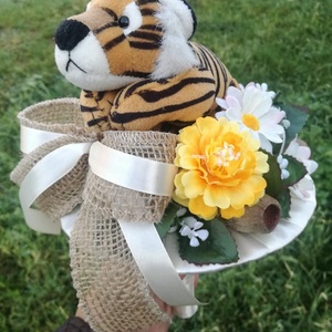 Saját készítésű egyedi tigrises óvodai ballagási csokor, örök csokor - otthon & életmód - dekoráció - virágdísz és tartó - csokor & virágdísz - Meska.hu