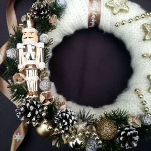 Arany diótörő karácsonyi ajtókopogtató, ajtódísz, Karácsony, Adventi díszek, Adventi ajtódísz, , MESKA