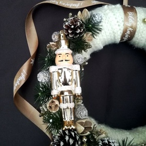 Arany diótörő karácsonyi ajtókopogtató, ajtódísz - karácsony - adventi díszek - adventi ajtódísz - Meska.hu