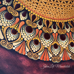 3D-s Élet Virága egyedi kézzel festett 60x60 cm-es pontozott mandala akril vászonkép, spirituális ajándék - otthon & életmód - dekoráció - spiritualitás - mandala - Meska.hu