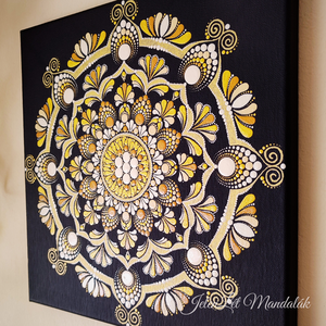 30x30 cm-es egyedi feszített vászonra kézzel festett akril pontozott mandala, spirituális ajándék - otthon & életmód - dekoráció - spiritualitás - mandala - Meska.hu