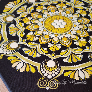 30x30 cm-es egyedi feszített vászonra kézzel festett akril pontozott mandala, spirituális ajándék - otthon & életmód - dekoráció - spiritualitás - mandala - Meska.hu