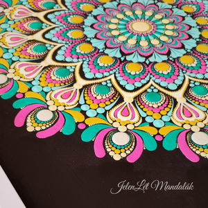 40x40 cm-es farostlemezre festett egyedi mandala vidám, élénk nyári színekben - otthon & életmód - dekoráció - spiritualitás - mandala - Meska.hu