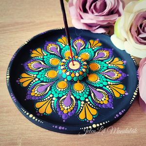Kézzel készített mandala mintás füstölő tartó - otthon & életmód - dekoráció - spiritualitás - füstölő és füstölőtartó - Meska.hu