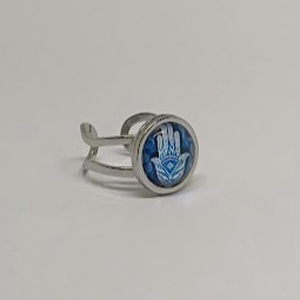 Háromrészes Hamsa ékszerszett � kézzel készült, kék�fehér cabochon, védelmező szimbólum - ékszer - ékszerszett - Meska.hu