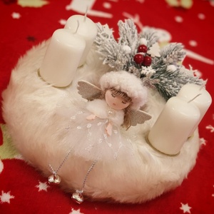 Adventi koszorú angyalkával - karácsony - adventi díszek - adventi koszorú - Meska.hu