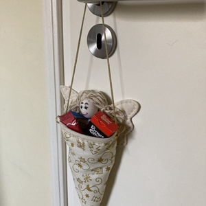 Angyalkás ajándék tölcsér, Karácsony, Mikulás, Mikulás csizma és zokni, Varrás, MESKA