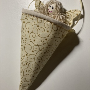 Angyalkás tölcsér zsák, Karácsony, Mikulás, Mikulás ajándékok, Varrás, MESKA