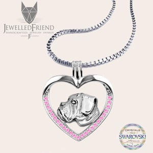 Boxer kutya ezüst medál Swarovski kővel díszítve nyaklánccal díszdobozban, Ékszer, Medálos nyaklánc, Nyaklánc, Ékszerkészítés, Ötvös, Meska