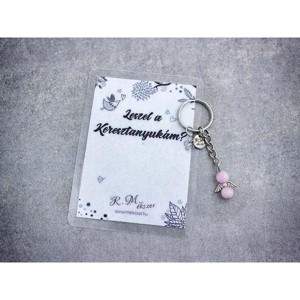Leszel a Keresztanyukám kulcstartó rózsakvarccal, Táska & Tok, Kulcstartó & Táskadísz, Kulcstartó, , MESKA