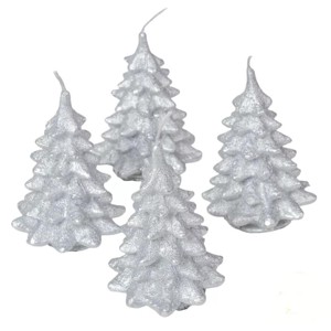 Fenyő gyertya 65x100 mm - metál ezüst szett - kellékek & szerszámok - dekorációs kellékek - dekorációs gyertya - Meska.hu